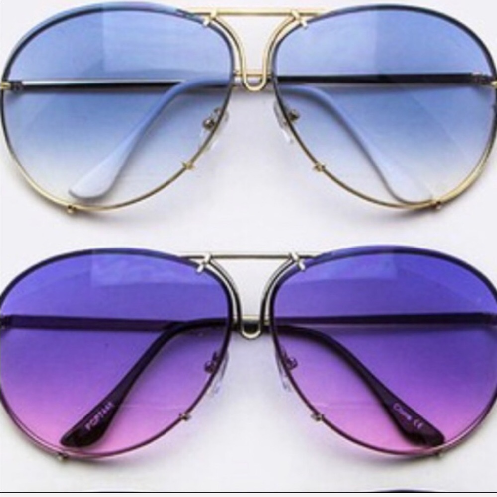 Callie Gold OVERSIZED Aviators Blue Ombré - Picture 5 of 5